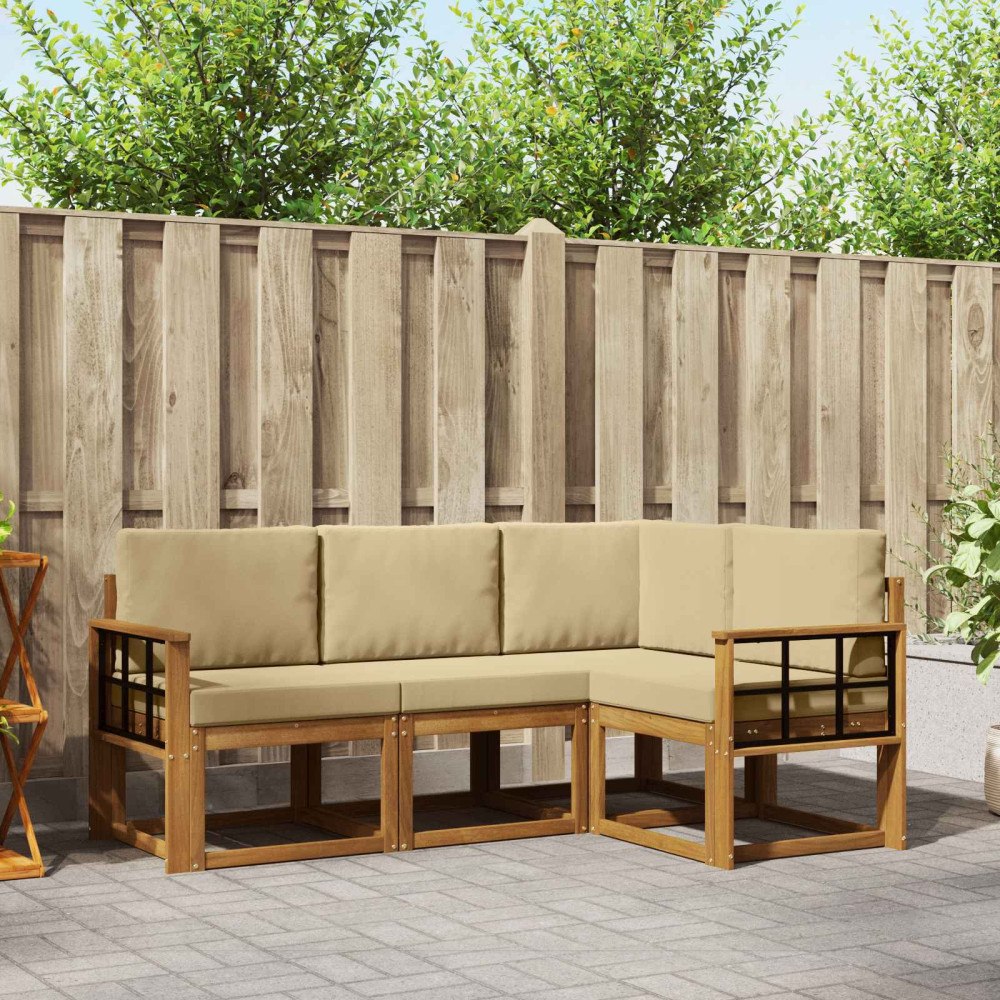 vidaXL Utomhussoffset 4 st Naturlig och Beige