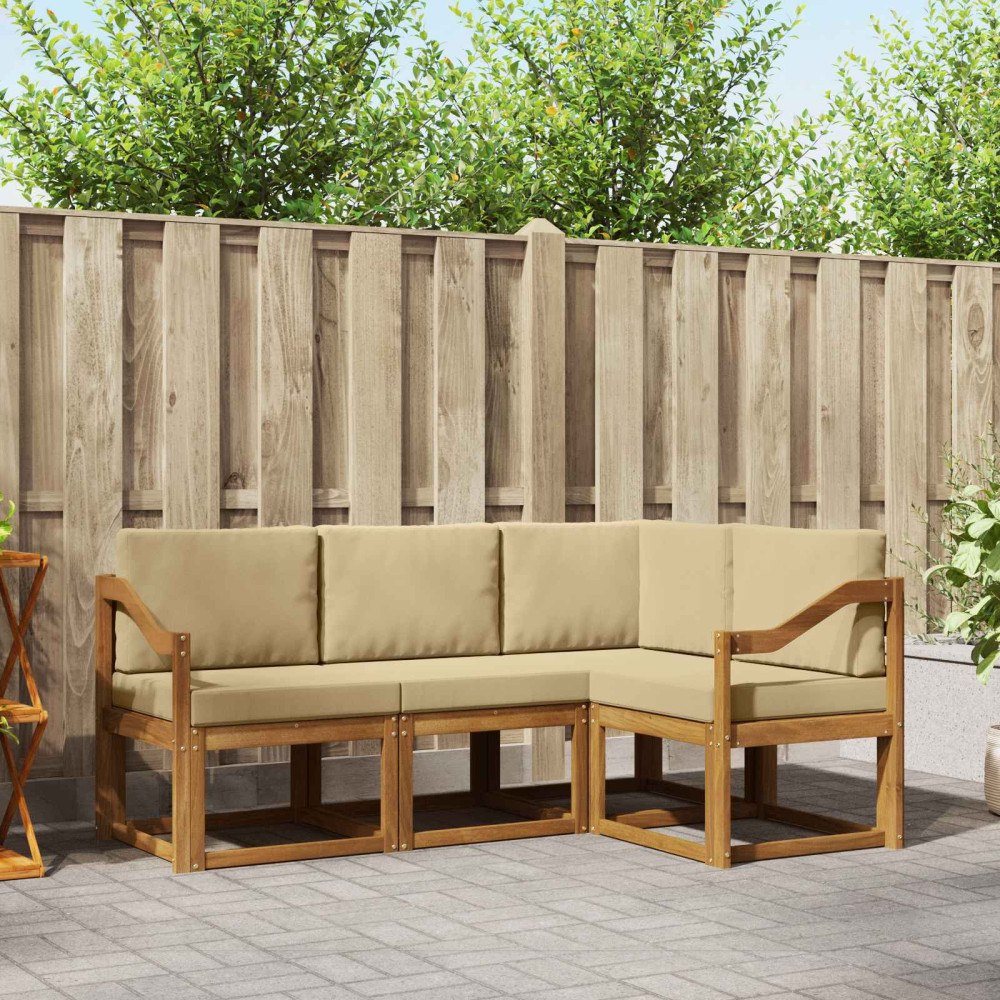 vidaXL Utomhussoffset 4 st Naturlig och Beige