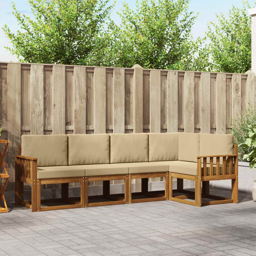 vidaXL Utomhussoffset 5 st Naturlig och Beige
