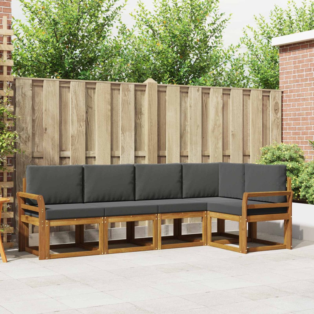 vidaXL Utomhussoffset 5 st Naturlig och Antracit