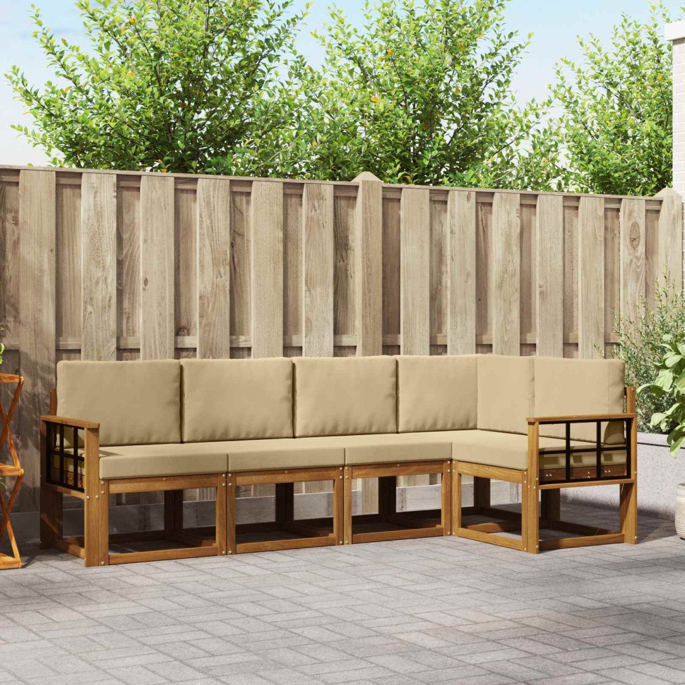 vidaXL Utomhussoffset 5 st Naturlig och Beige