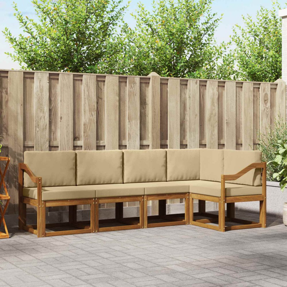 vidaXL Utomhussoffset 5 st Naturlig och Beige