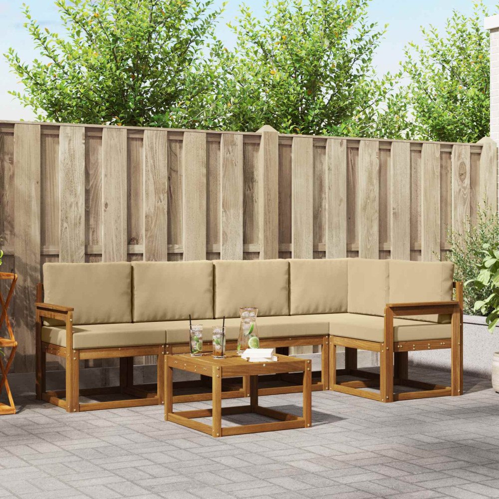 vidaXL Utomhussoffset 6 st Naturlig och Beige