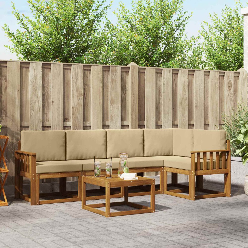vidaXL Utomhussoffset 6 st Naturlig och Beige