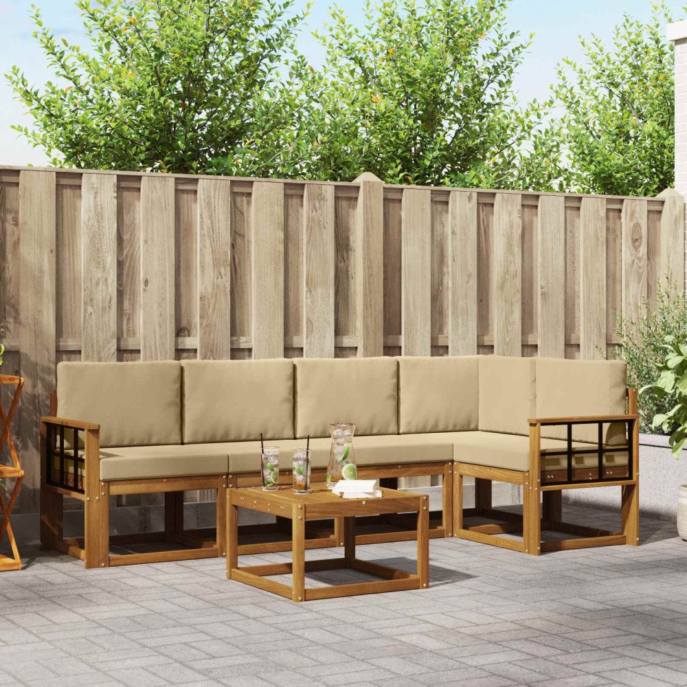 vidaXL Utomhussoffset 6 st Naturlig och Beige