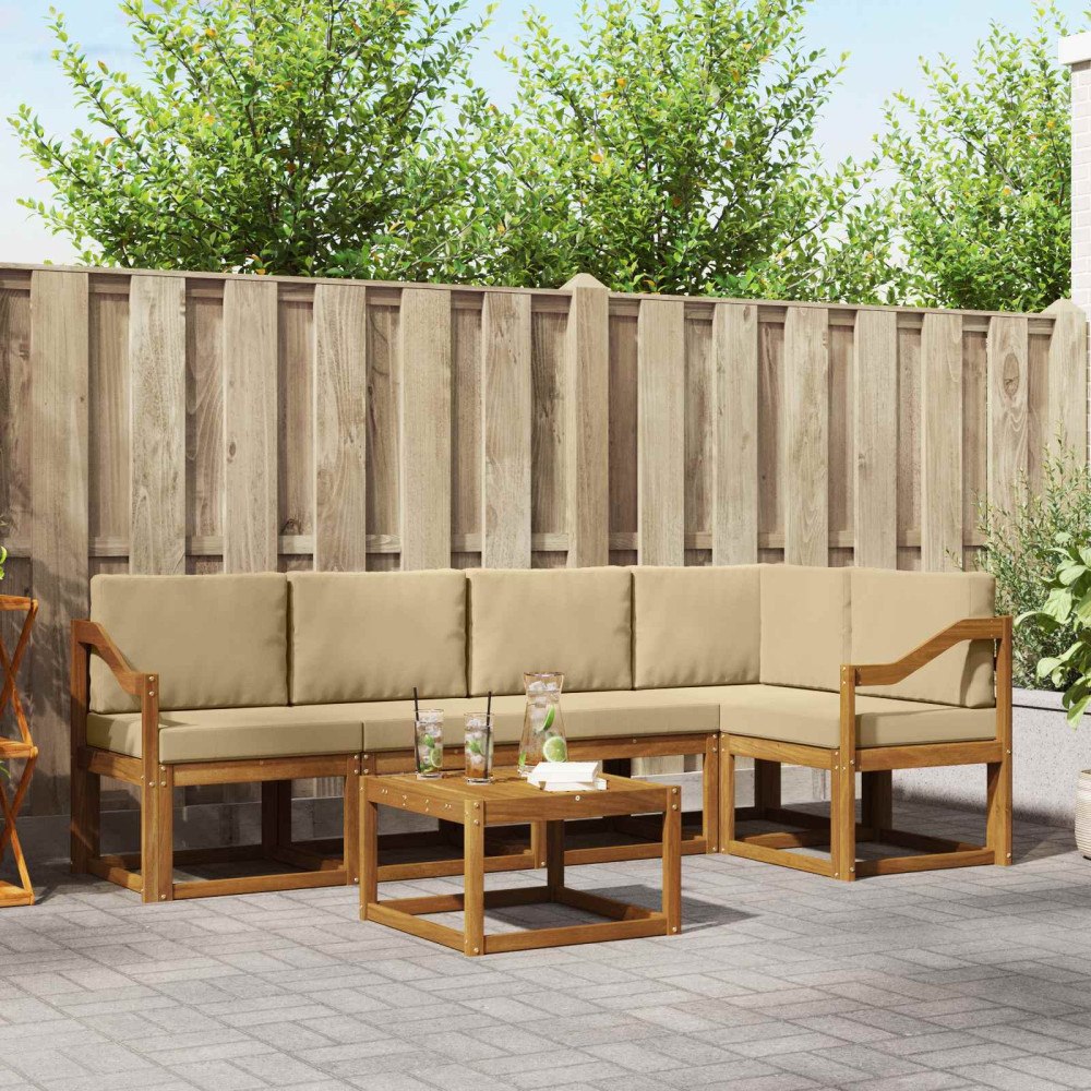 vidaXL Utomhussoffset 6 st Naturlig och Beige