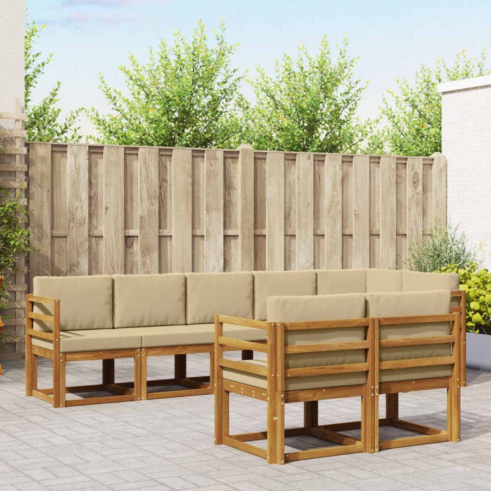vidaXL Utomhussoffset 8 st Naturlig och Beige