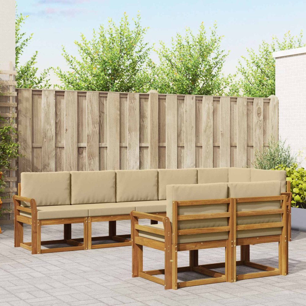 vidaXL Utomhussoffset 8 st Naturlig och Beige