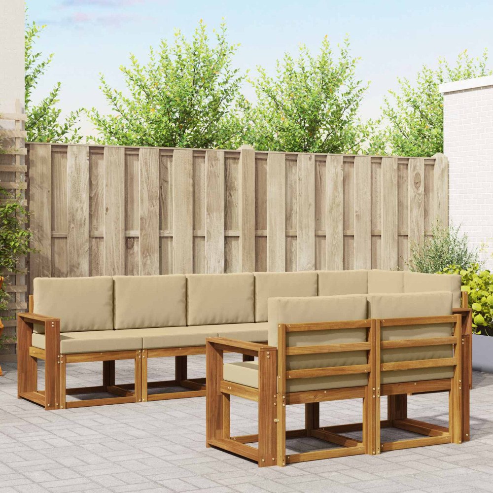 vidaXL Utomhussoffset 8 st Naturlig och Beige