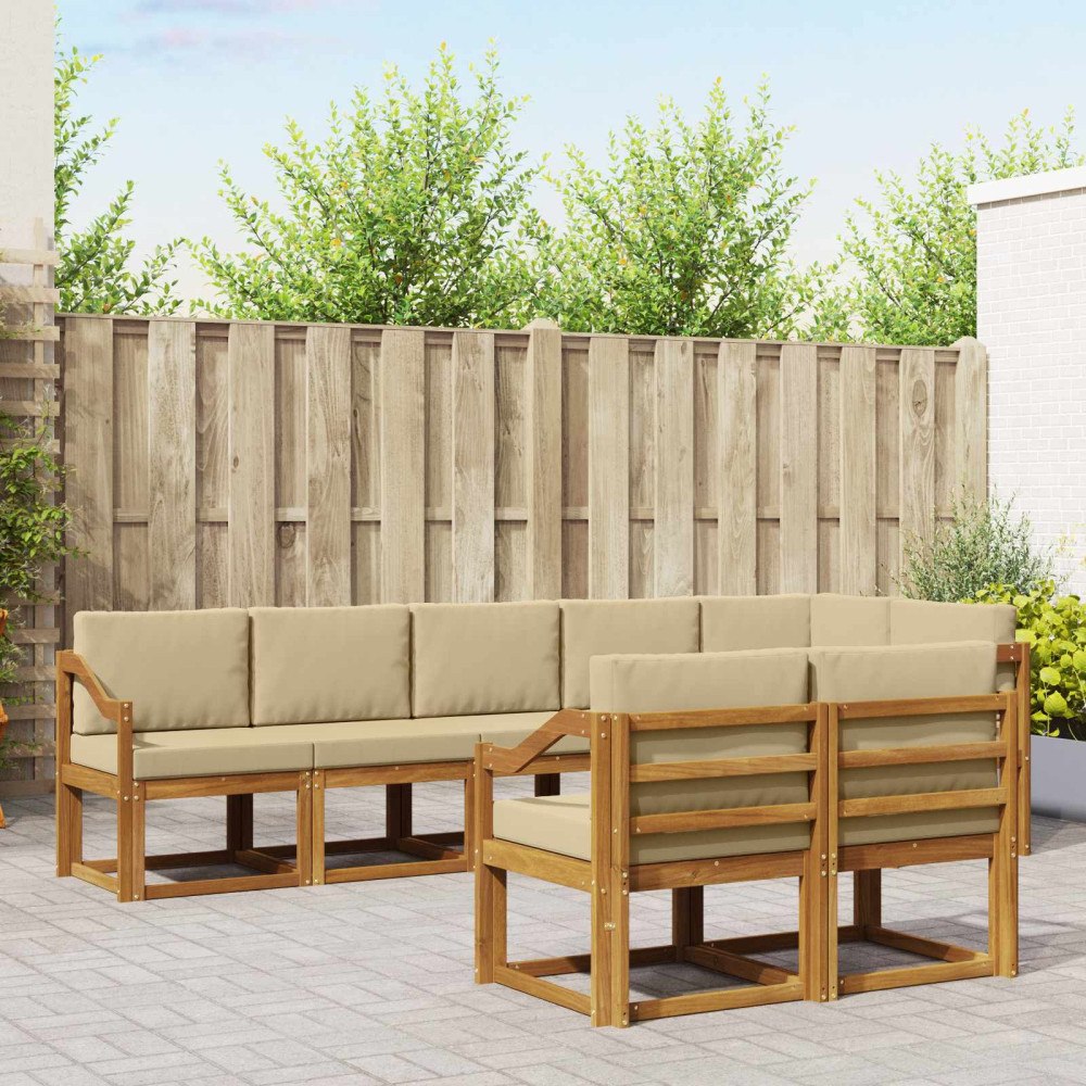 vidaXL Utomhussoffset 8 st Naturlig och Beige