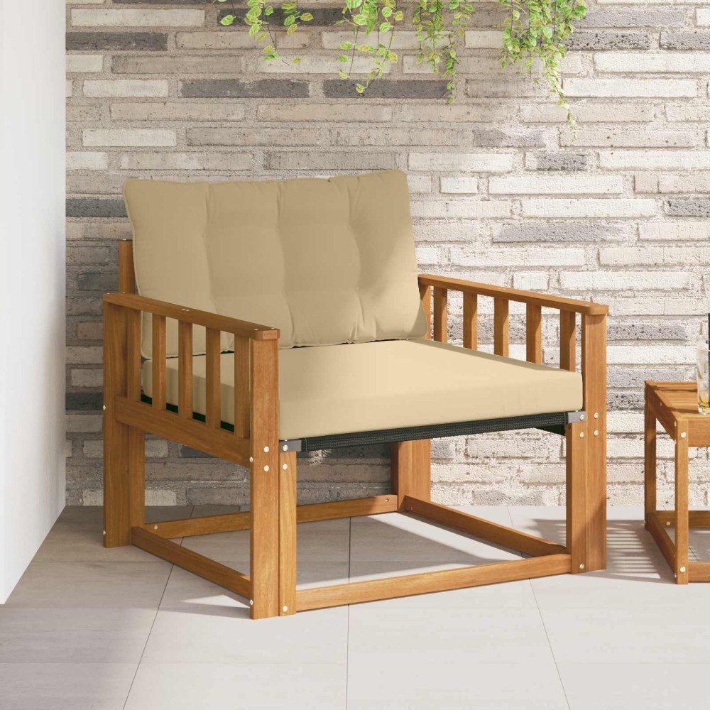 vidaXL Utomhussoffset Massivt Akaciaträ och Textilene Naturfärg