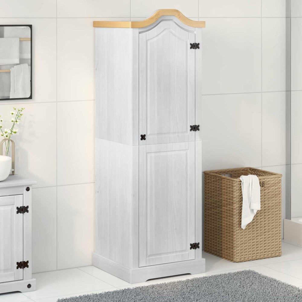 vidaXL Klädkammare med hylla med dörr Vit 55 x 52 x 170 cm Massiv furu