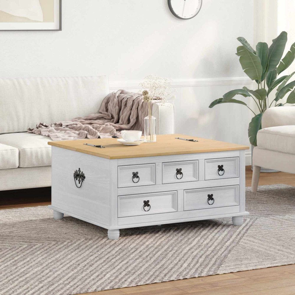 vidaXL storage box med låda med hylla Vit 90 x78 x 45 cm Massiv furu