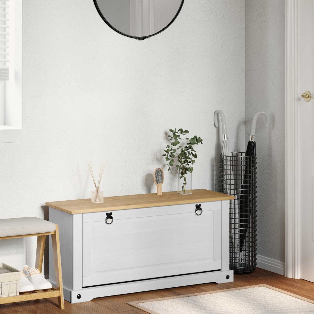 vidaXL Skoskåp med hylla Corona Vit 99 x 32 x 49 cm Massiv furu