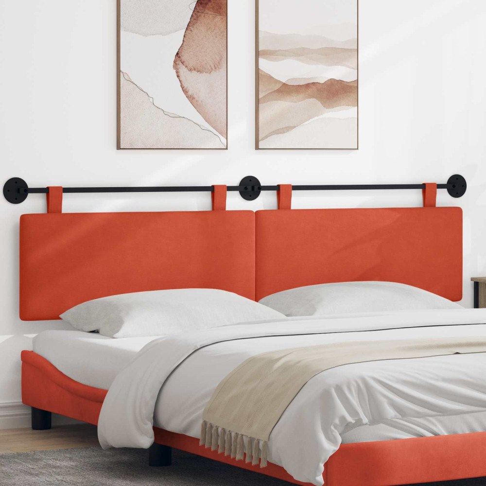 vidaXL Hängande sänggavel Röd orange Kordread tyg