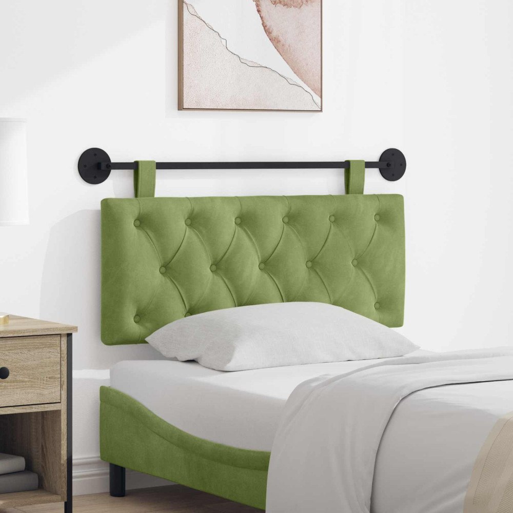 vidaXL Hängande sänggavel Med LED-lampa Ljusgrön Sammet