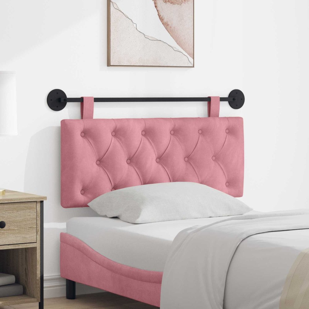 vidaXL Hängande sänggavel Med LED-lampa Rosa Sammet