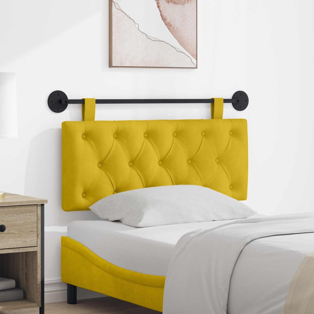 vidaXL Hängande sänggavel Med LED-lampa Gul Sammet