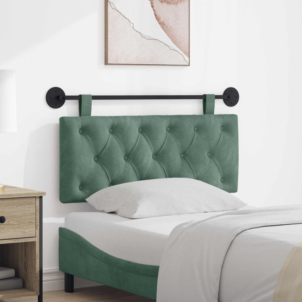 vidaXL Hängande sänggavel Med LED-lampa Havgrön Sammet