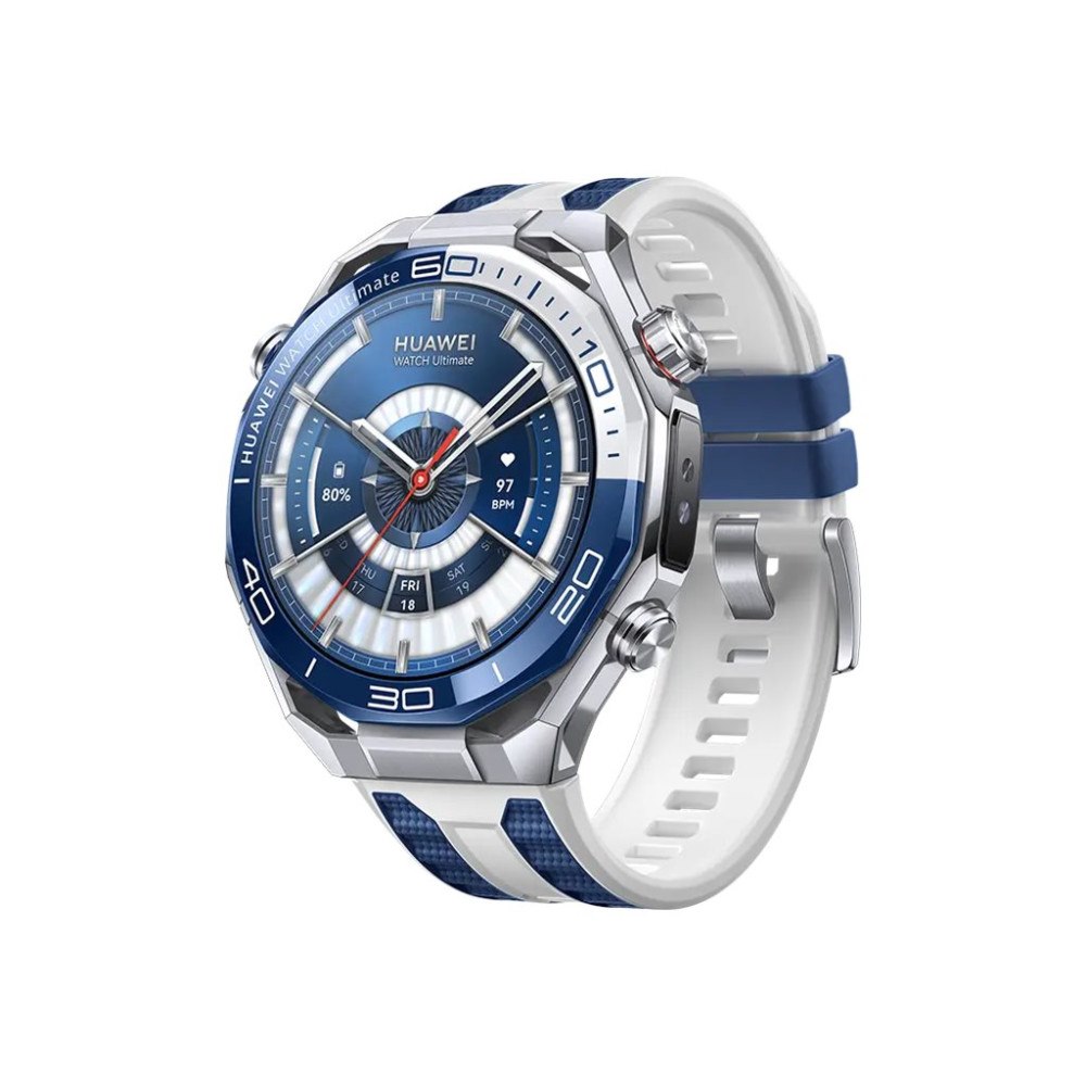 Huawei Huawei Watch Ultimate 2 - steel-color zirconium-based liquid metal - smart klocka med rem - blue and white - blå