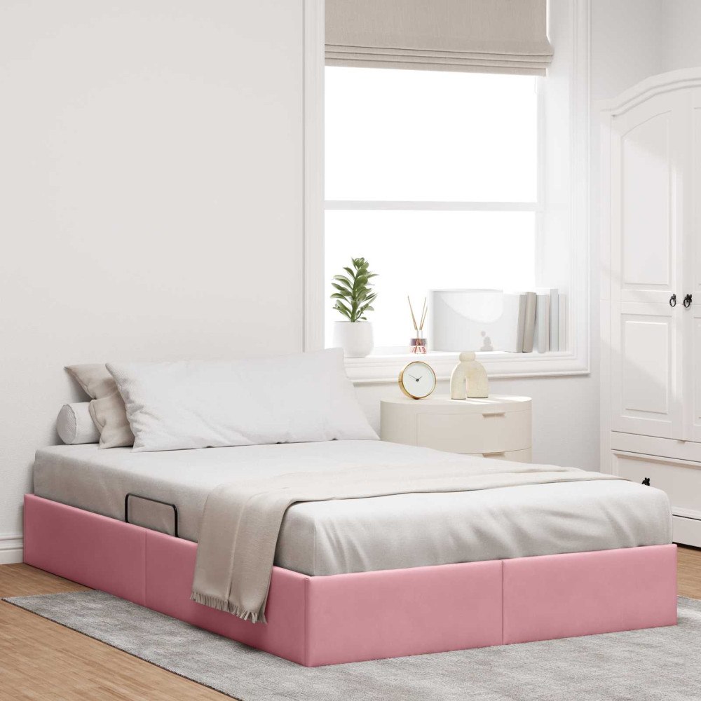vidaXL Ottoman Sängram med lagring Rosa 120 x 200 cm Sammet
