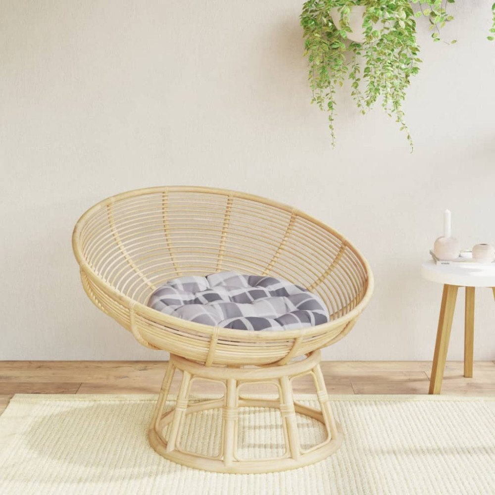 vidaXL Rund dyna grårutig Ø 60 x11 cm oxfordtyg