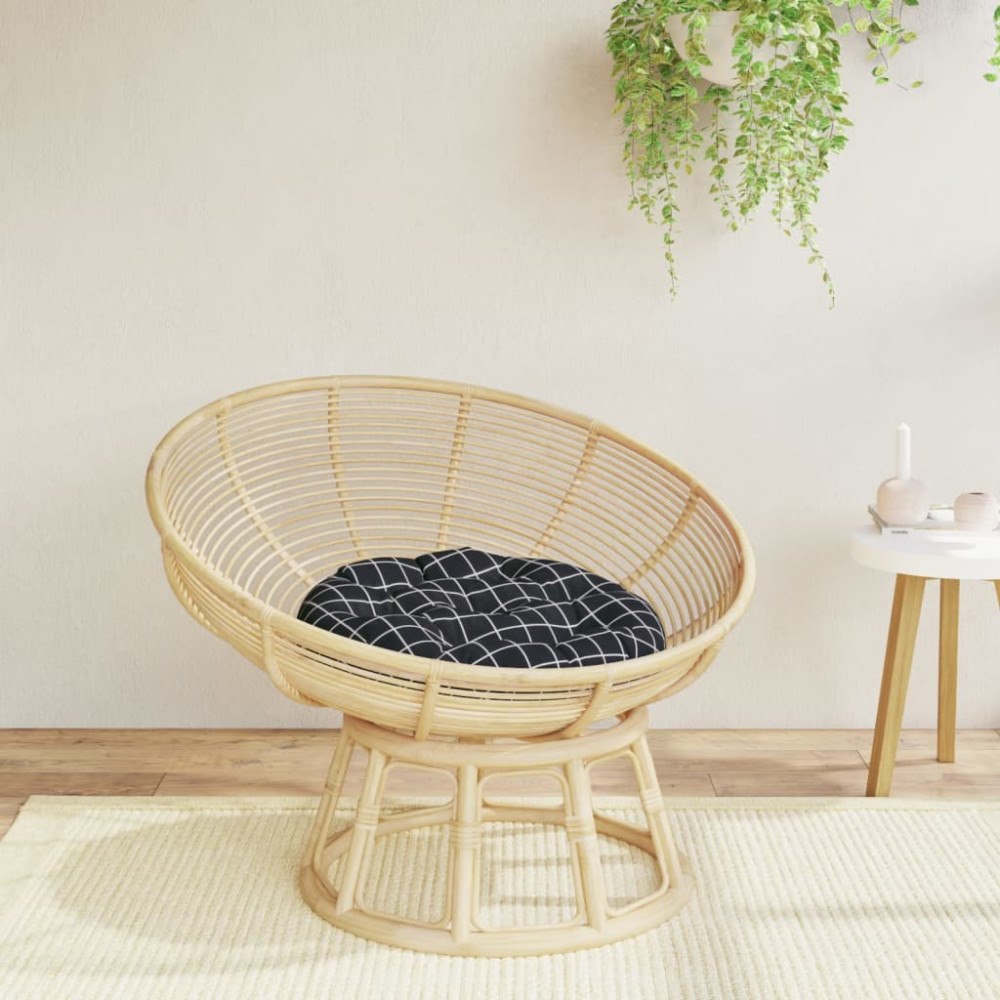 vidaXL Rund dyna svartrutig Ø 60 x11 cm oxfordtyg