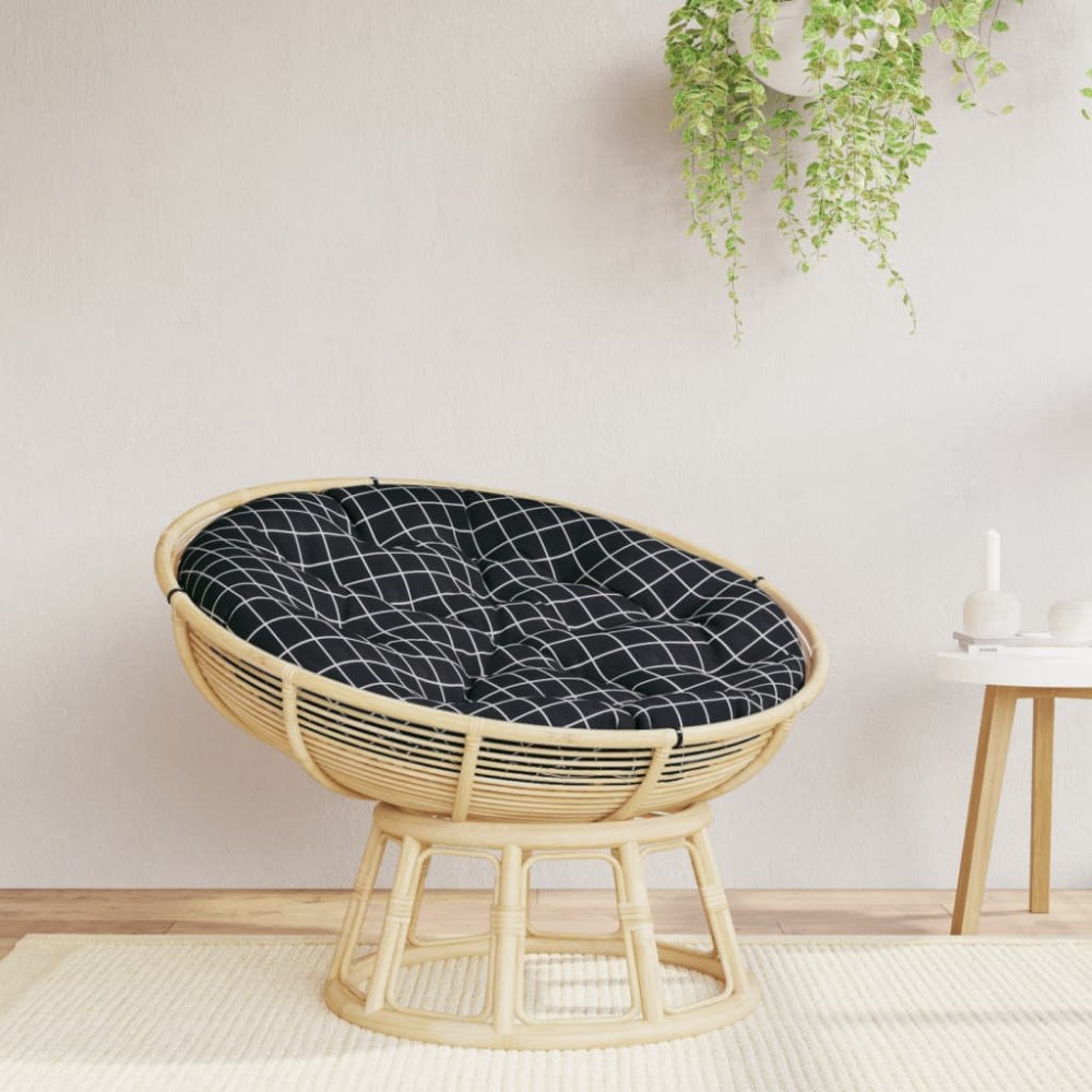 vidaXL Rund dyna svartrutig Ø 100 x11 cm oxfordtyg