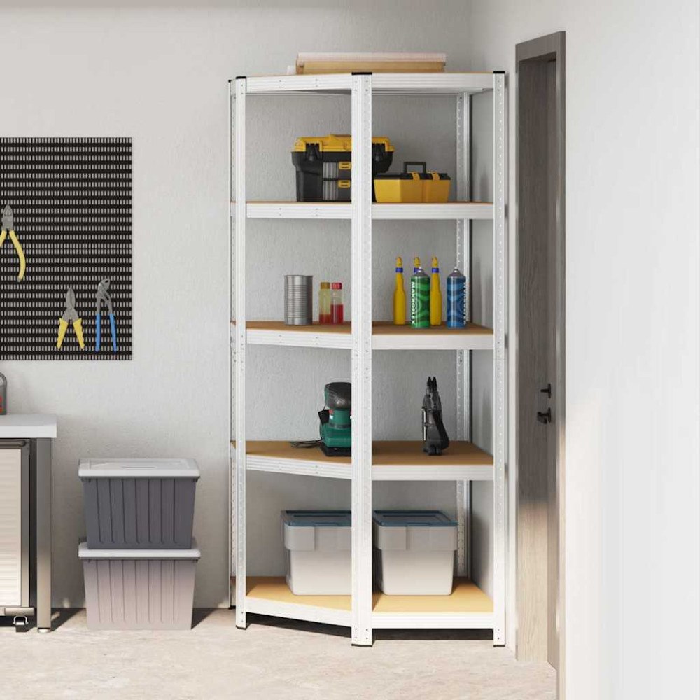 vidaXL Hörnhylla med hylla Silver 90 x 90 x 198 cm Konstruerat trä