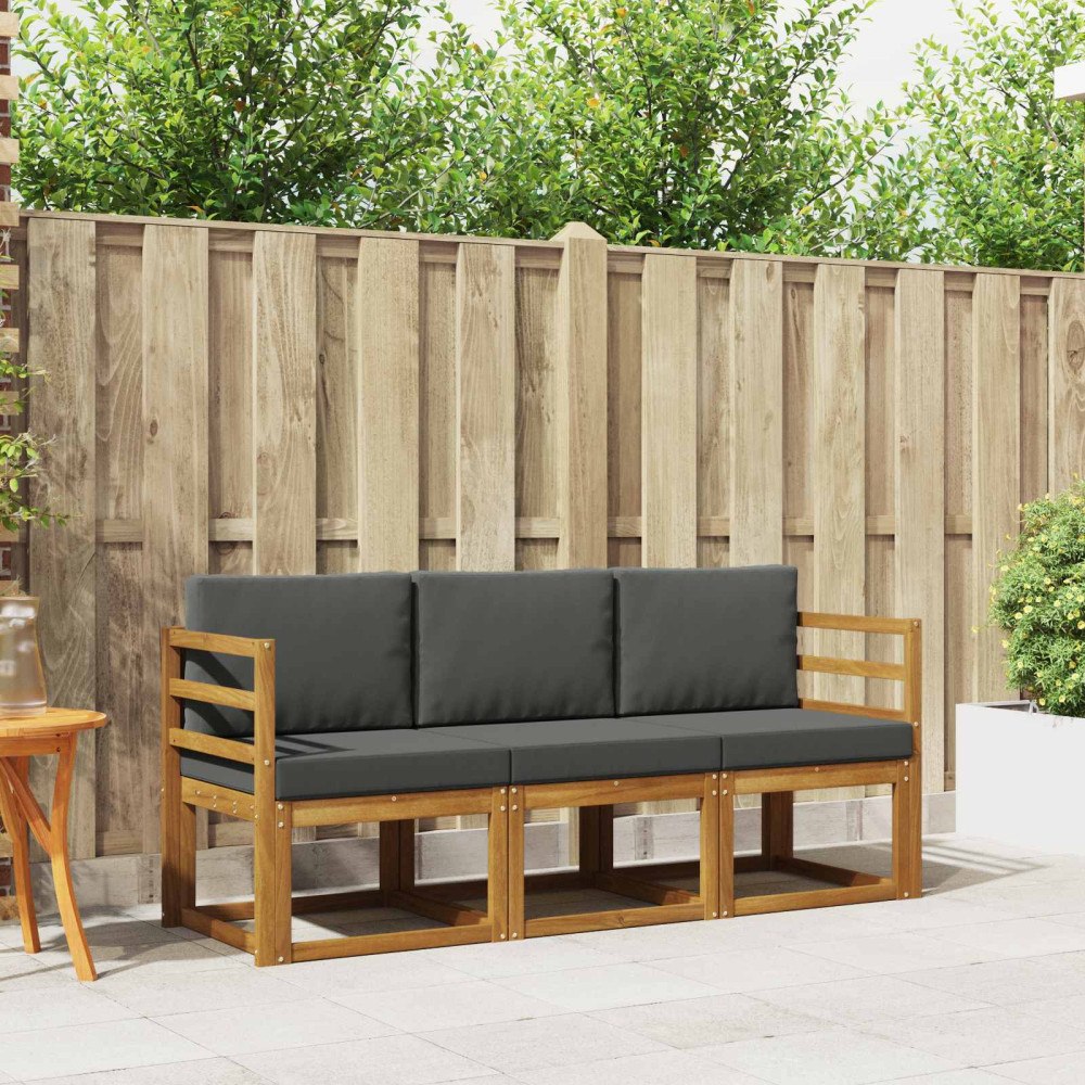 vidaXL Utomhussoffset 3 pcs Naturlig och Antracit Massivt Akaciaträ