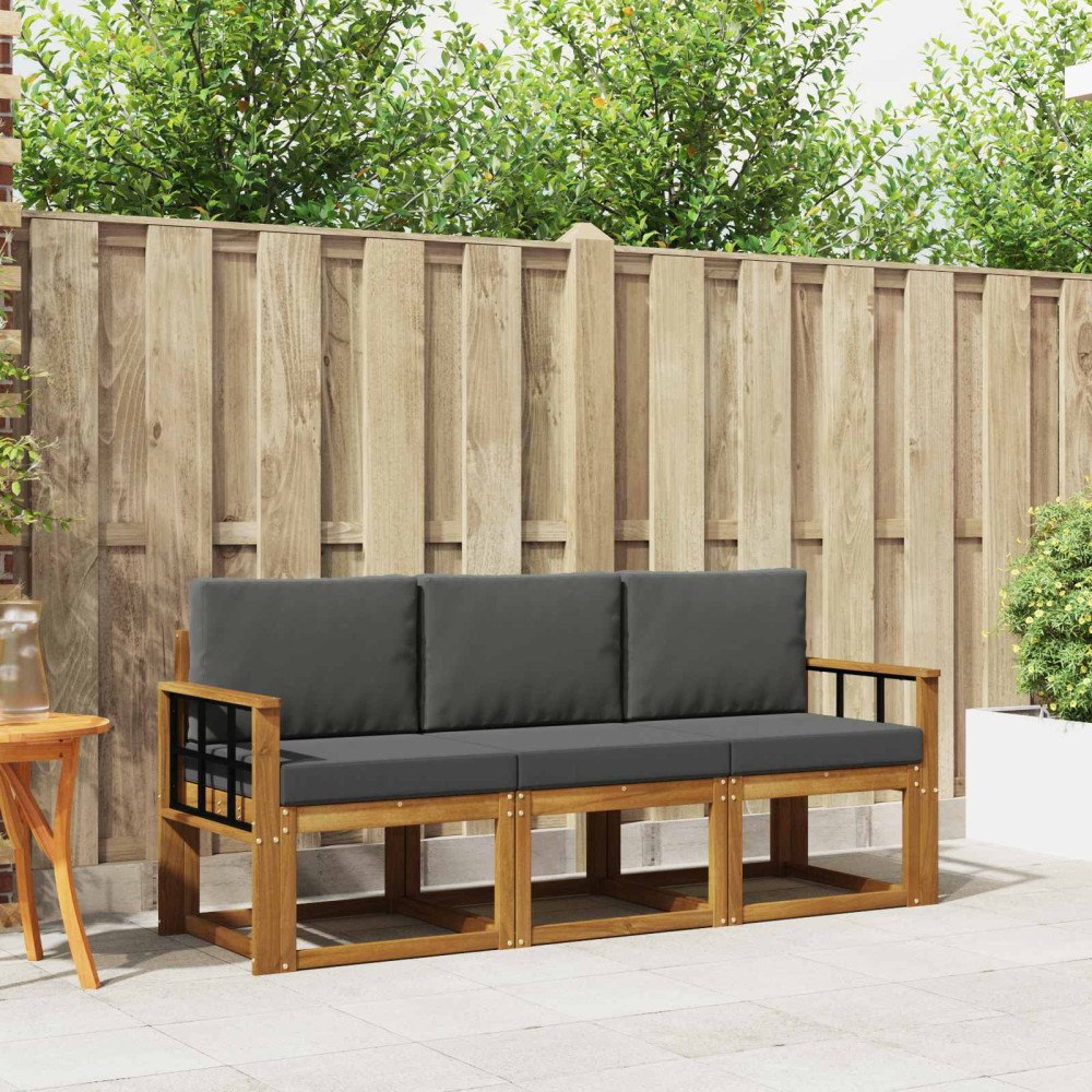 vidaXL Utomhussoffset 3 pcs Naturlig och Antracit Massivt Akaciaträ