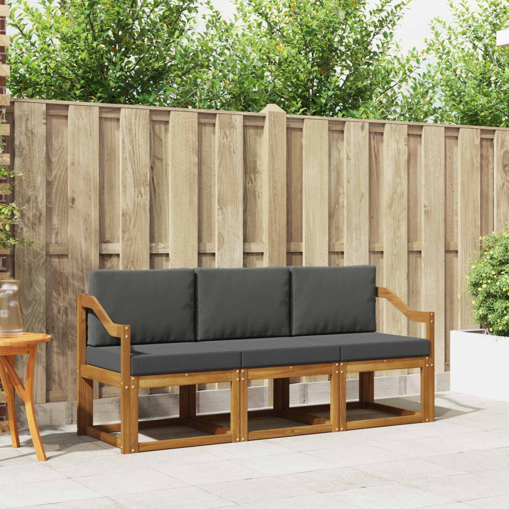 vidaXL Utomhussoffset 3 pcs Naturlig och Antracit Massivt Akaciaträ