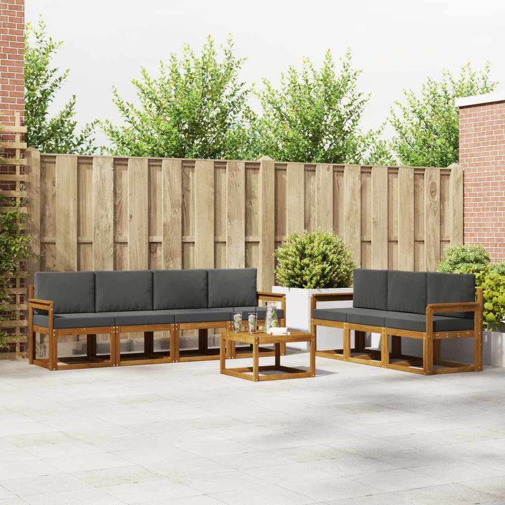 vidaXL Utomhussoffset med kudde 8 pcs Naturlig och Antracit