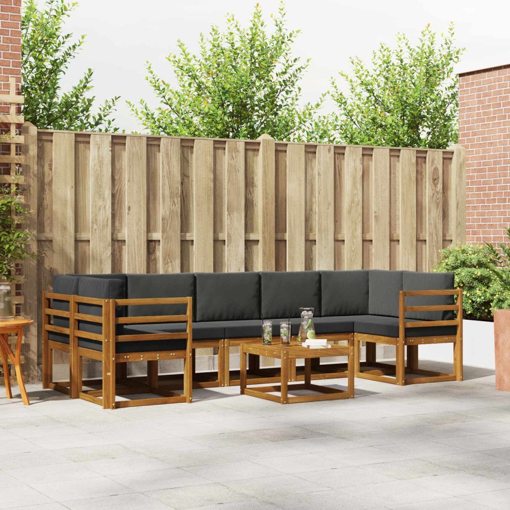 vidaXL Utomhussoffset med kudde 8 pcs Naturlig och Antracit
