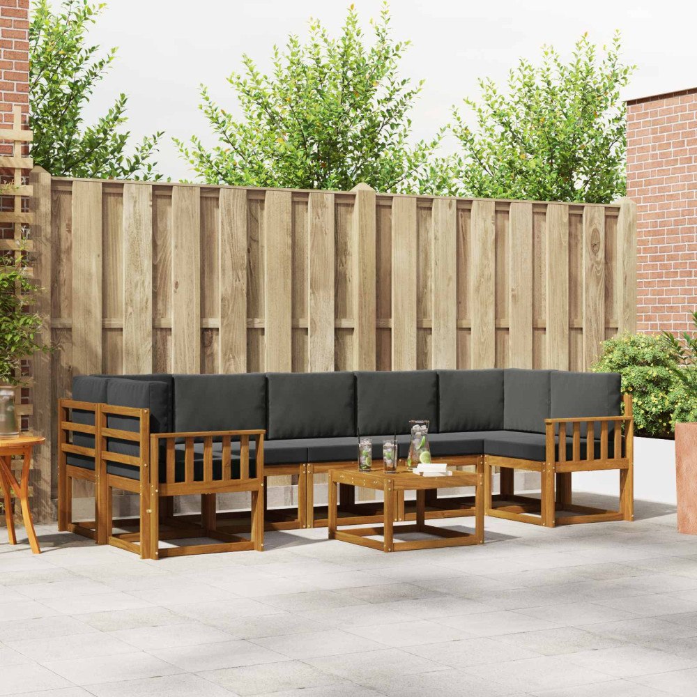 vidaXL Utomhussoffset med kudde 8 pcs Naturlig och Antracit