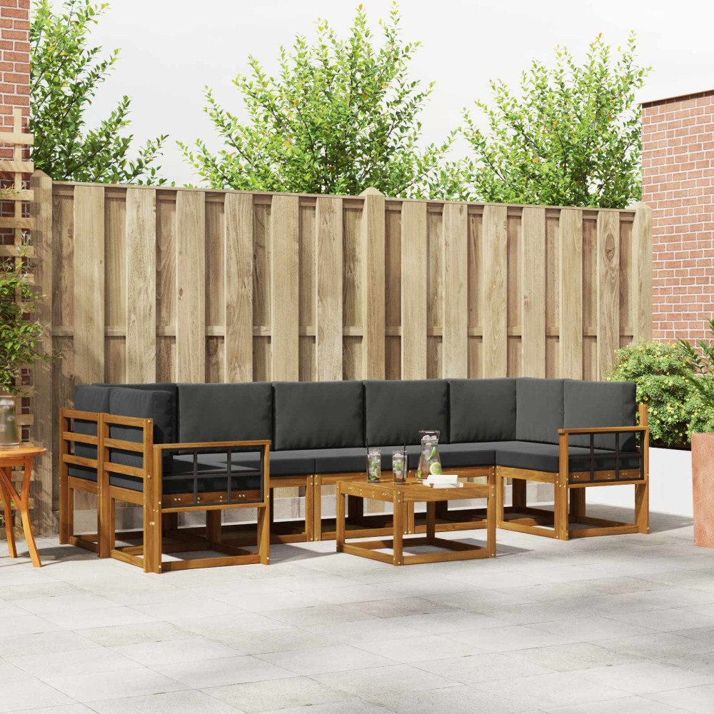 vidaXL Utomhussoffset med kudde 8 pcs Naturlig och Antracit