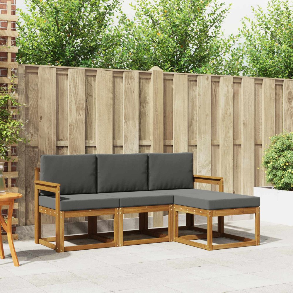 vidaXL Utomhussoffset med kudde 4 pcs Naturlig och Antracit