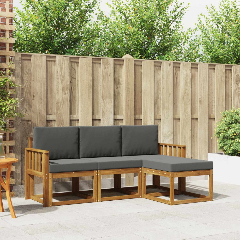 vidaXL Utomhussoffset med kudde 4 pcs Naturlig och Antracit