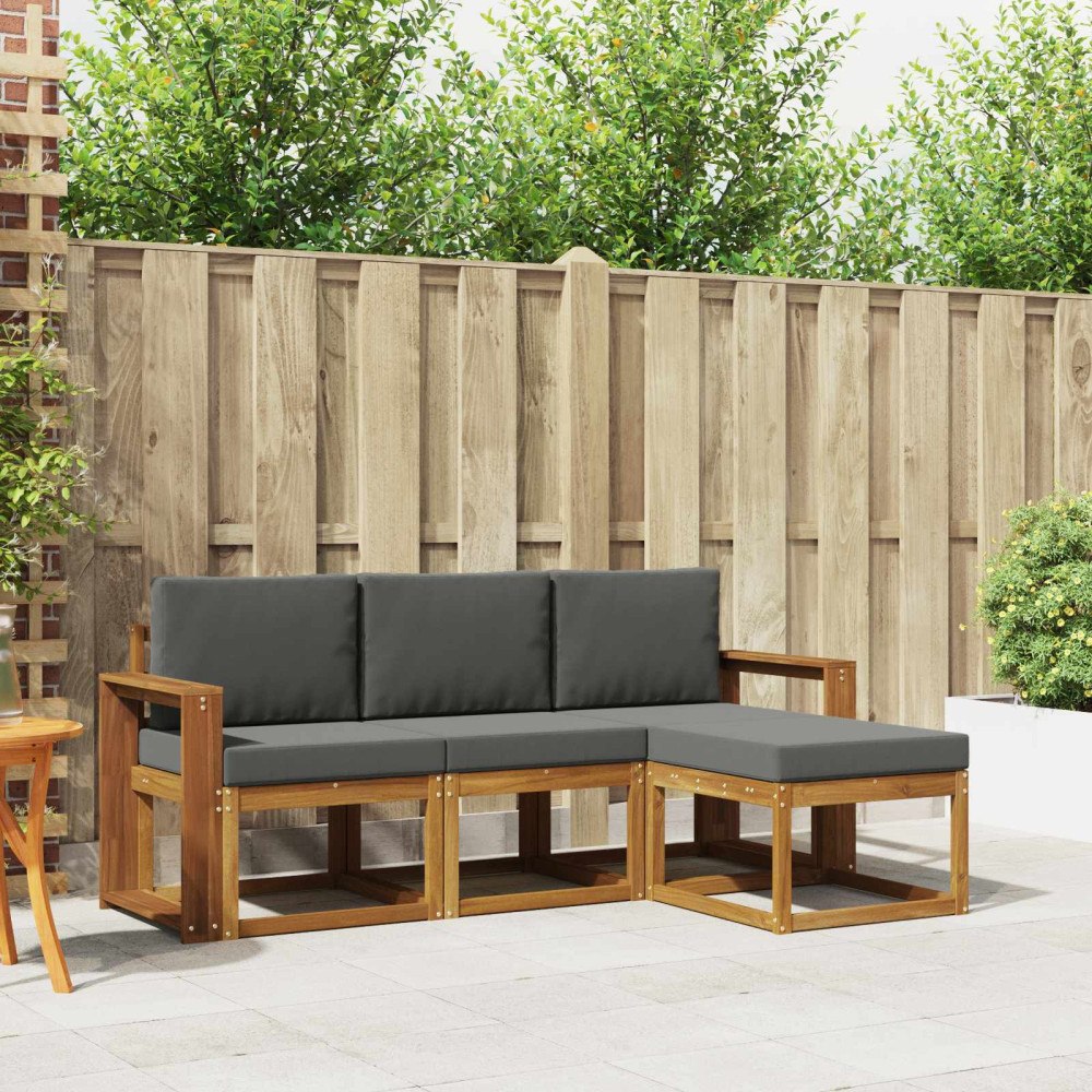 vidaXL Utomhussoffset med kudde 4 pcs Naturlig och Antracit