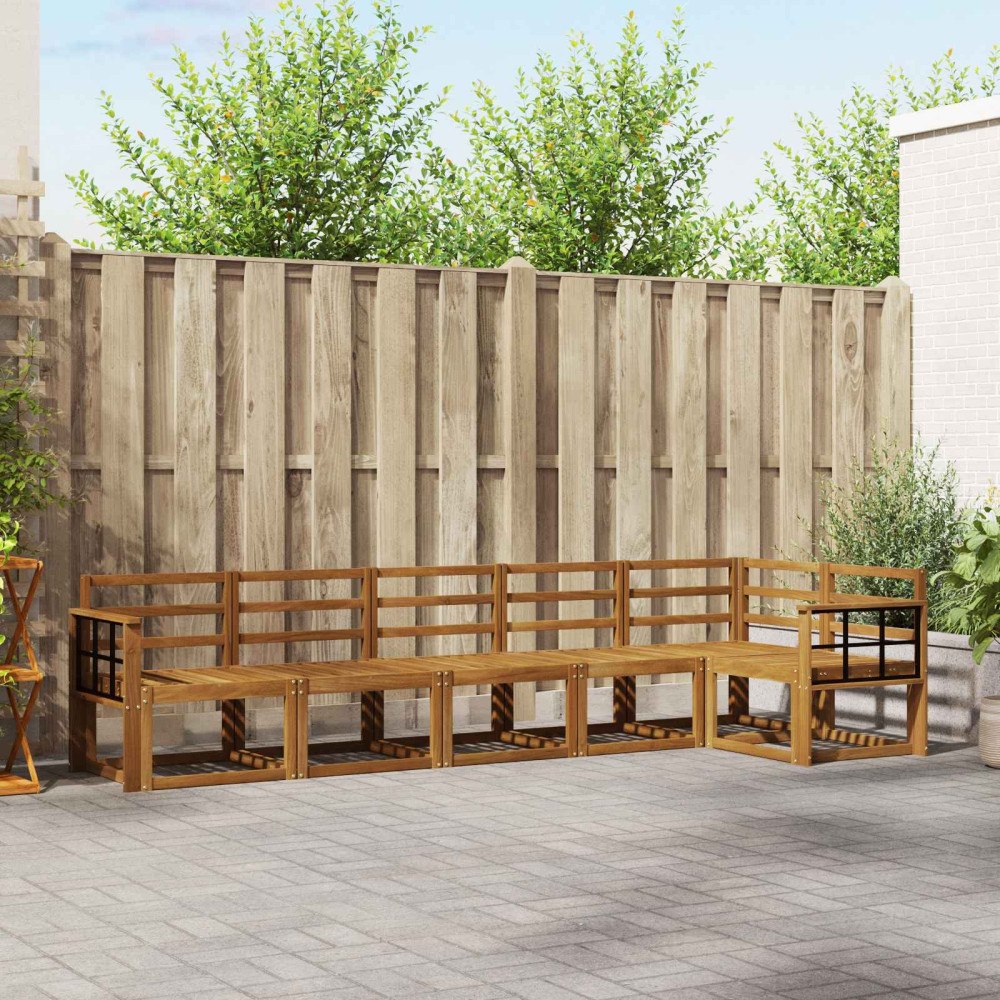 vidaXL Utomhussoffset 6 pcs Naturfärg Massivt Akaciaträ