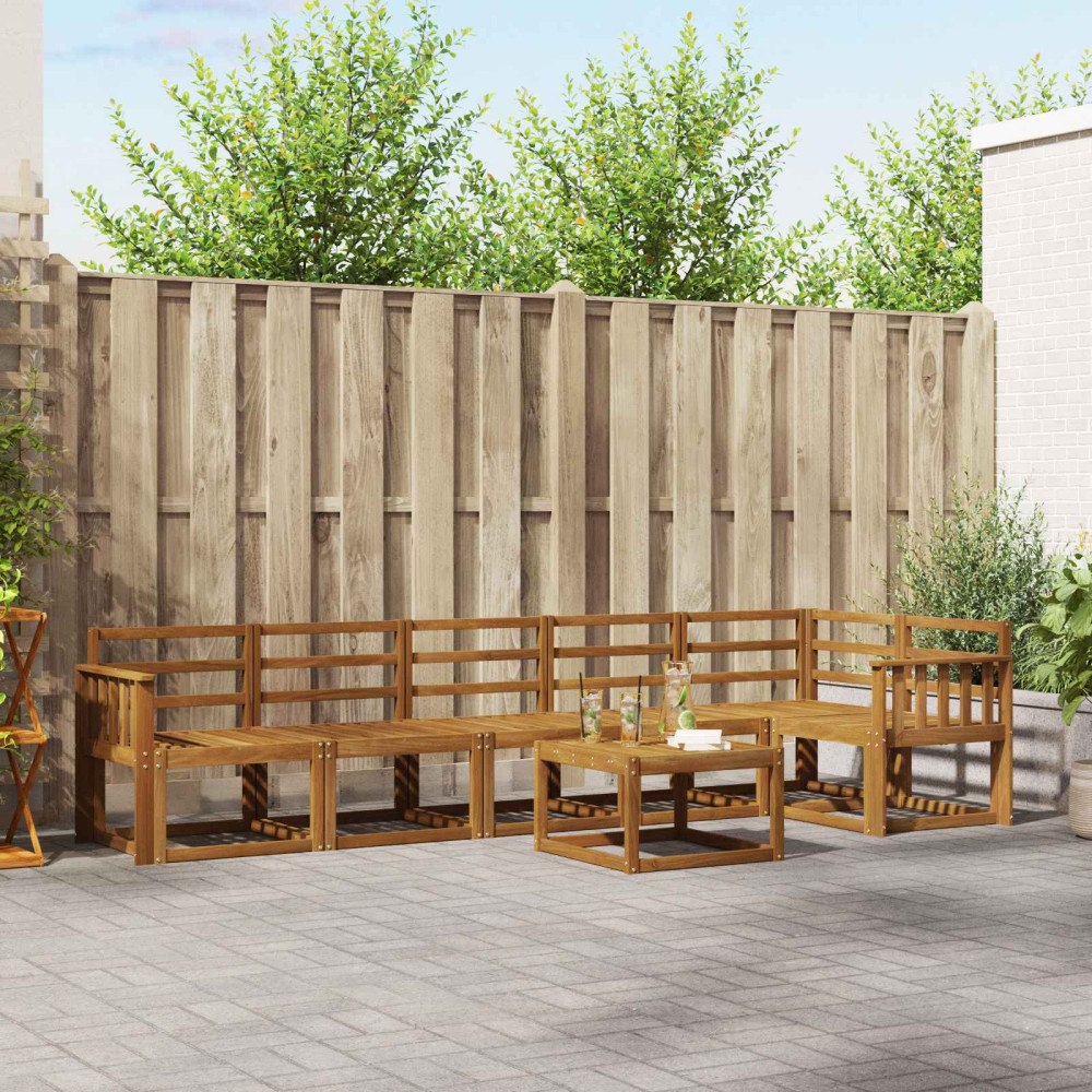 vidaXL Utomhussoffset 7 pcs Naturfärg Massivt Akaciaträ