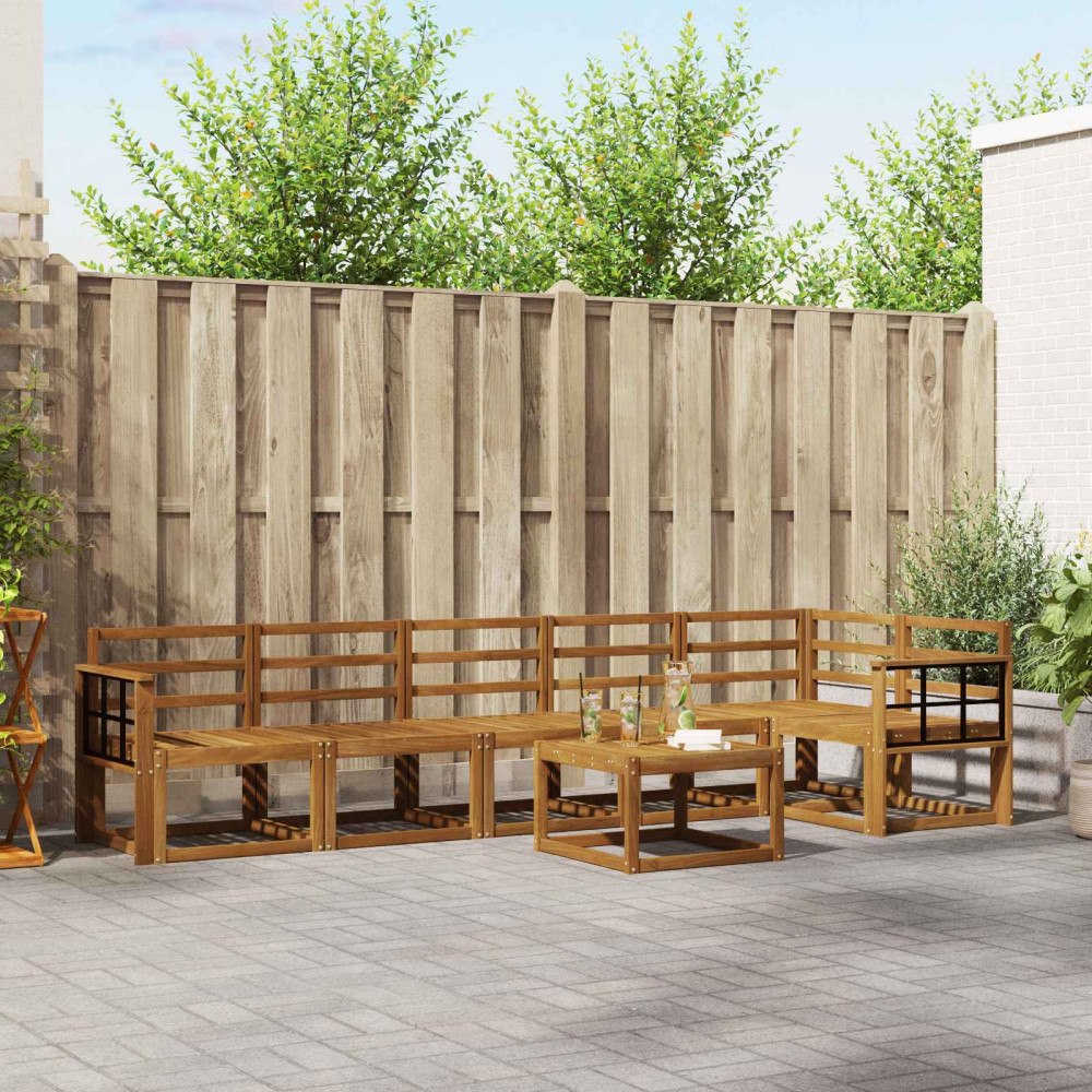 vidaXL Utomhussoffset 7 pcs Naturfärg Massivt Akaciaträ