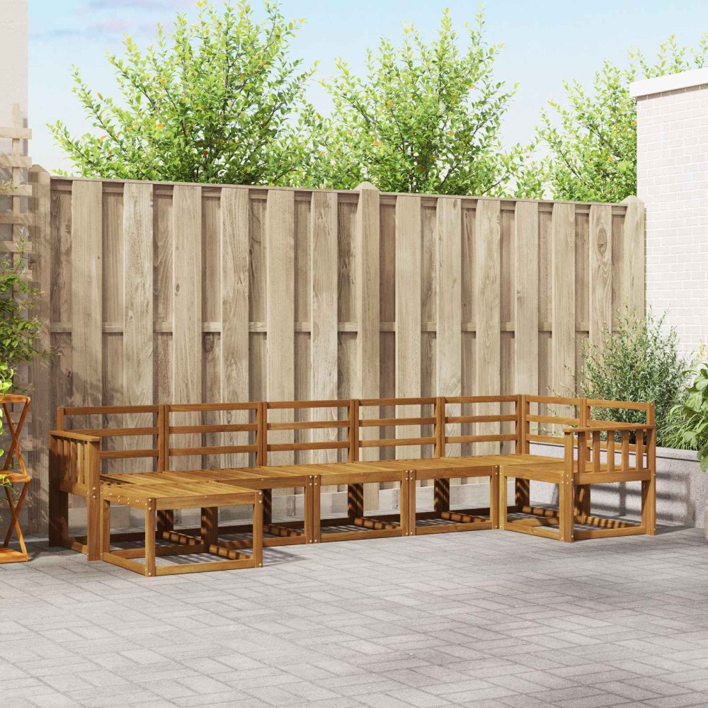 vidaXL Utomhussoffset 7 pcs Naturfärg Massivt Akaciaträ