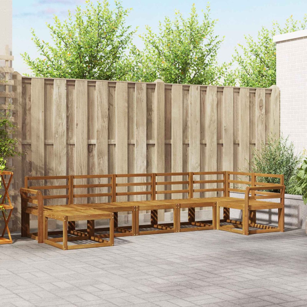 vidaXL Utomhussoffset 7 pcs Naturfärg Massivt Akaciaträ