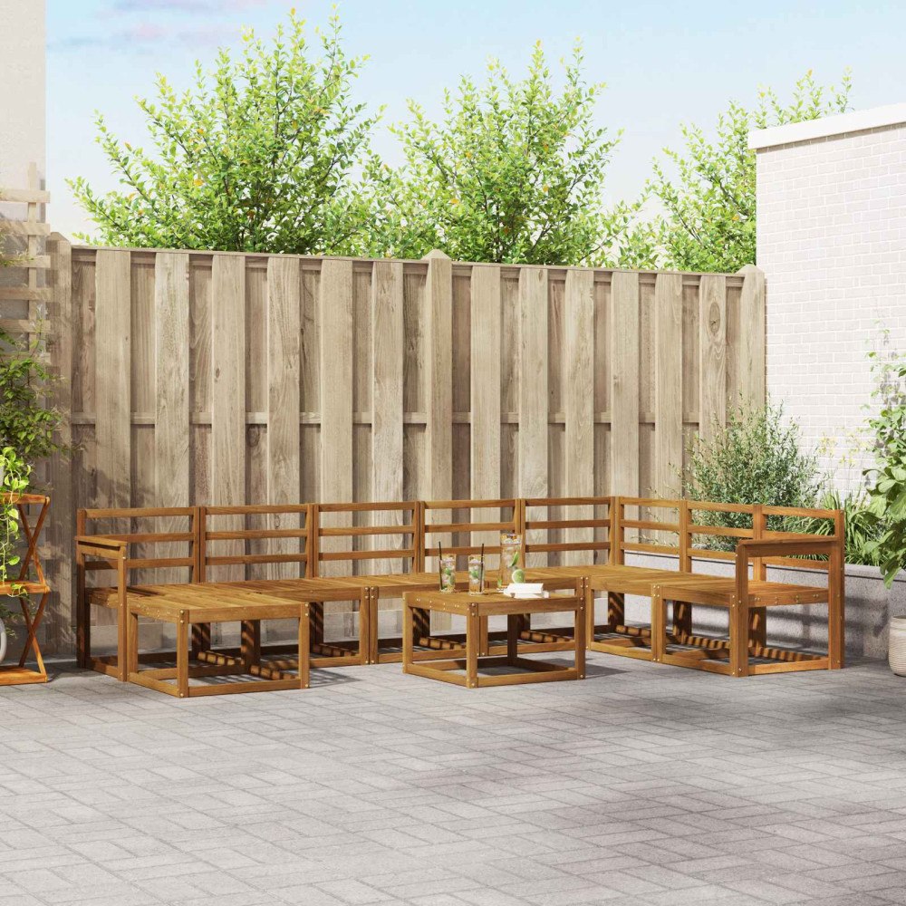 vidaXL Utomhussoffset 9 pcs Naturfärg Massivt Akaciaträ