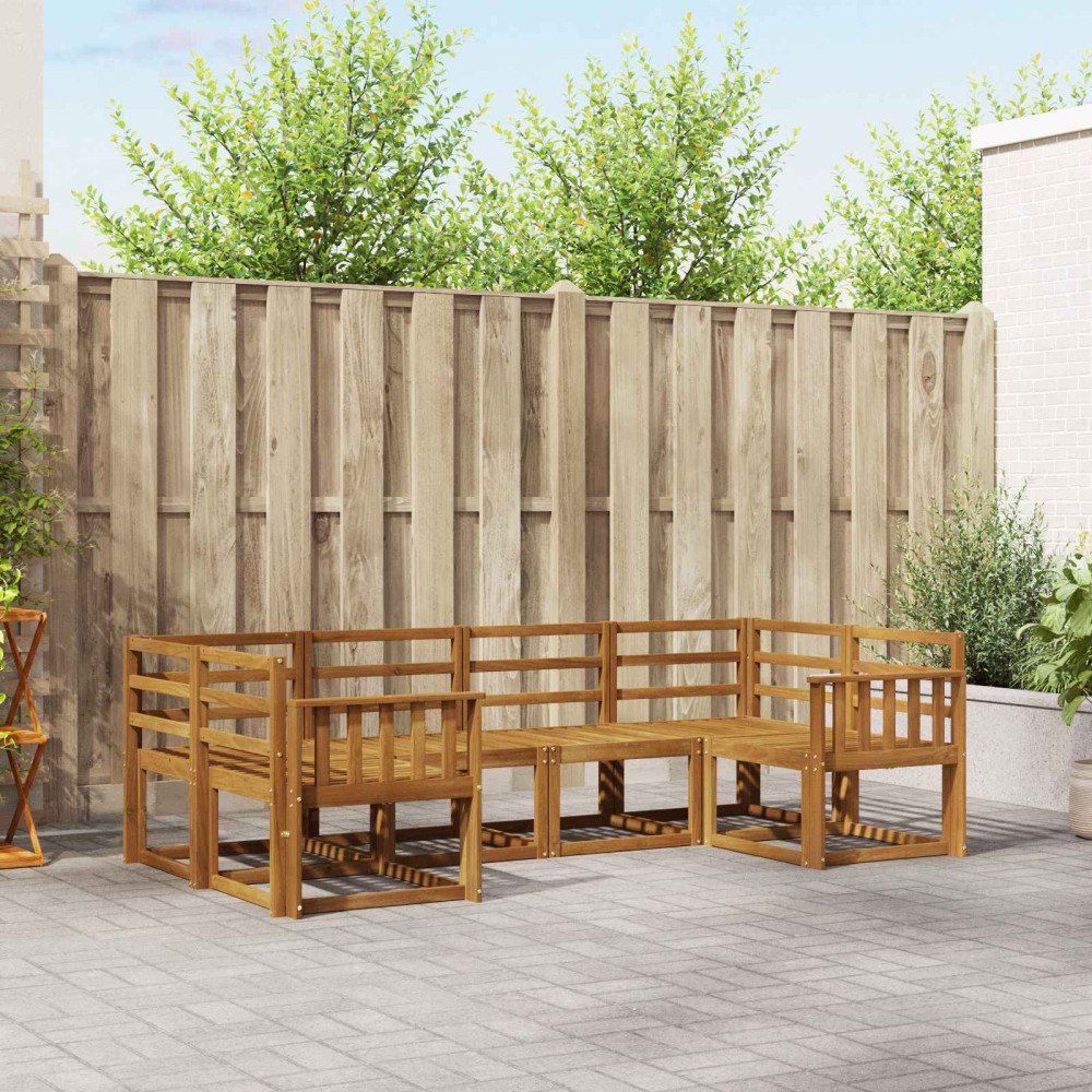 vidaXL Utomhussoffset 6 pcs Naturfärg Massivt Akaciaträ