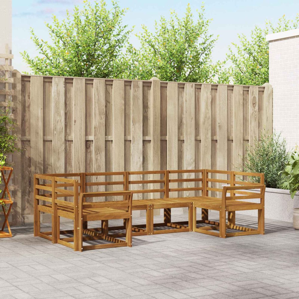 vidaXL Utomhussoffset 6 pcs Naturfärg Massivt Akaciaträ