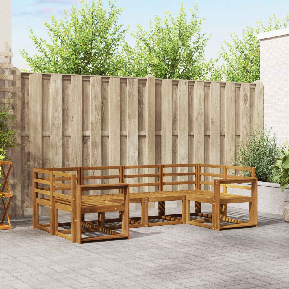 vidaXL Utomhussoffset 6 pcs Naturfärg Massivt Akaciaträ