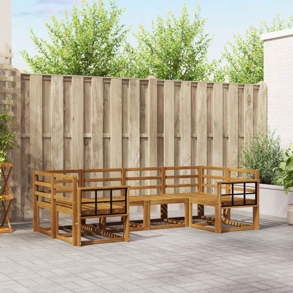 vidaXL Utomhussoffset 6 pcs Naturfärg Massivt Akaciaträ