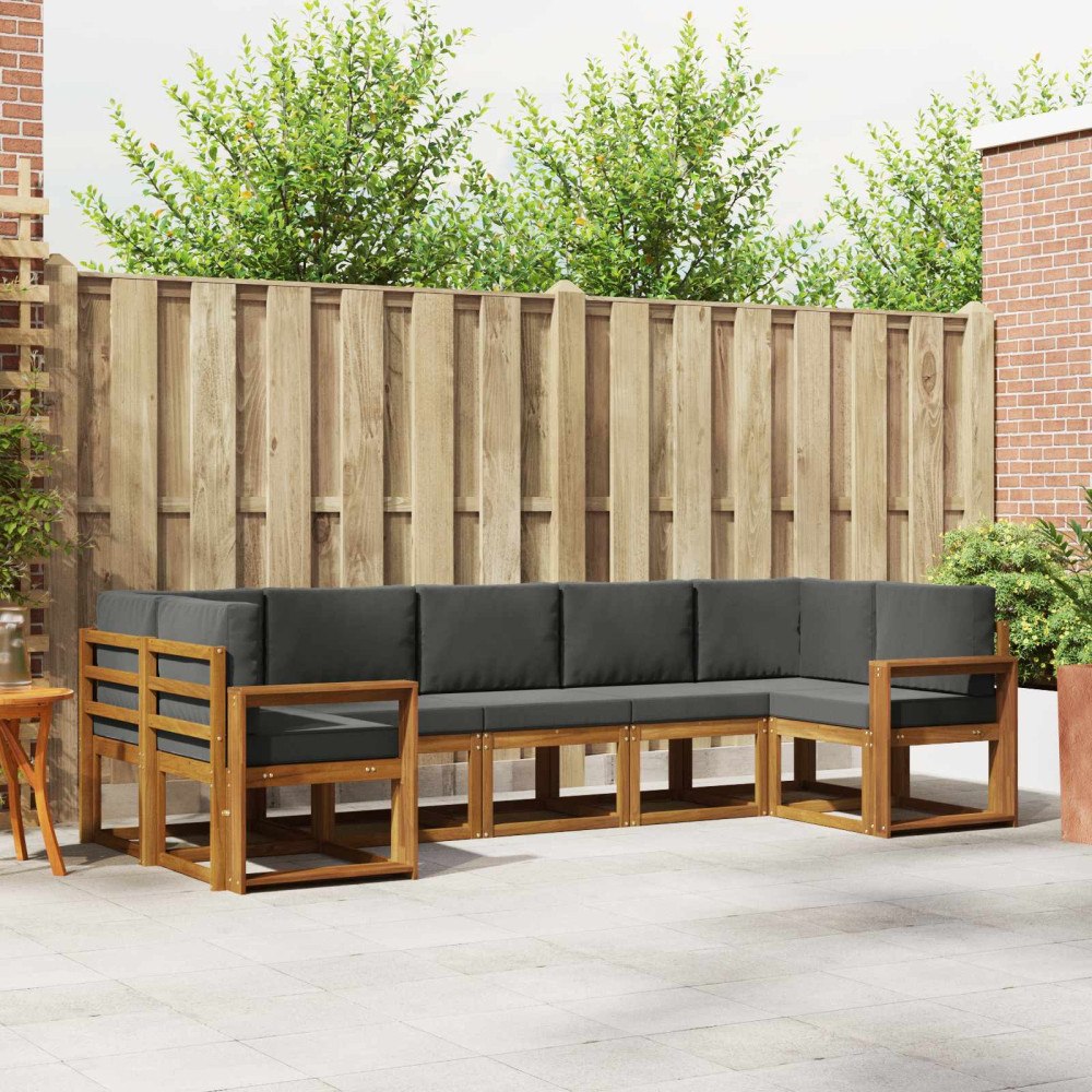 vidaXL Utomhussoffset med kudde 7 pcs Naturlig och Antracit